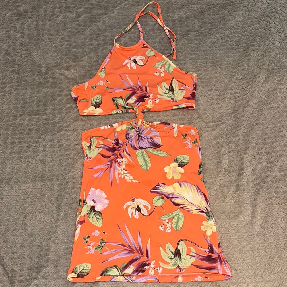 Floral Orange Two-Piece Set